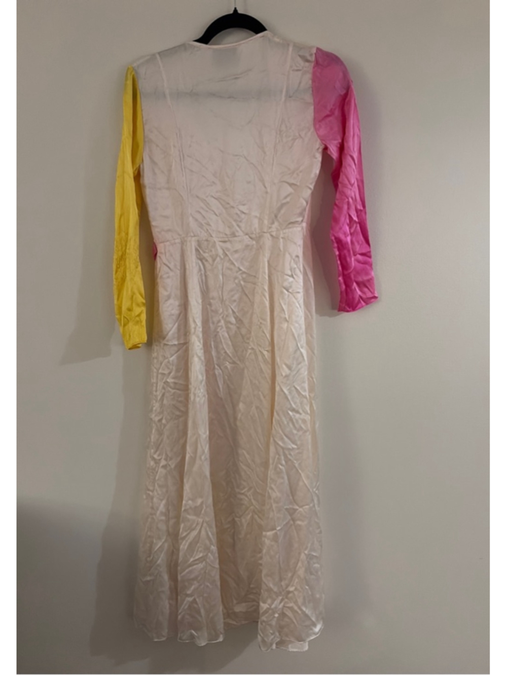 Women's we are LEONE Long Sleeve Dress S/XS Beige Pink Yellow - Picture 2 of 7